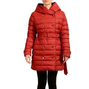 Burberry Women's "WITLEY" Red Quilted Double Breasted Down Jacket US M IT 42